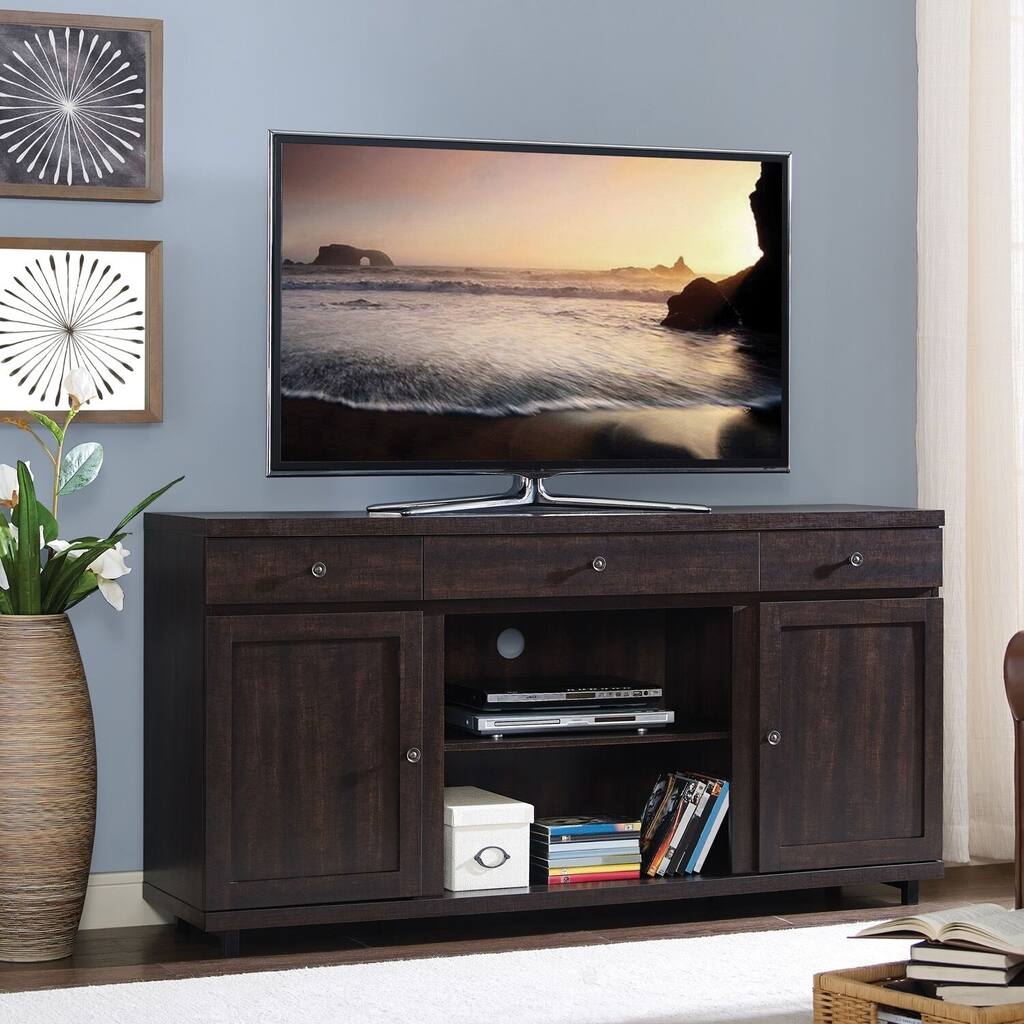 Home Source Chimayo TV Stand - Mahogany - 58.5 in wide x 19.7 in deep x 30 in high