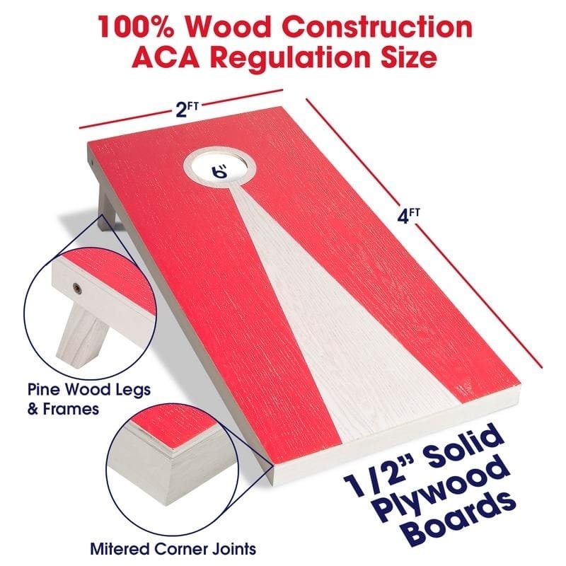 GoSports Light Regulation Size Solid Wood Cornhole Set - Includes Two 4' x 2' Boards, 8 Bean Bags, Carrying Case and Game Rules