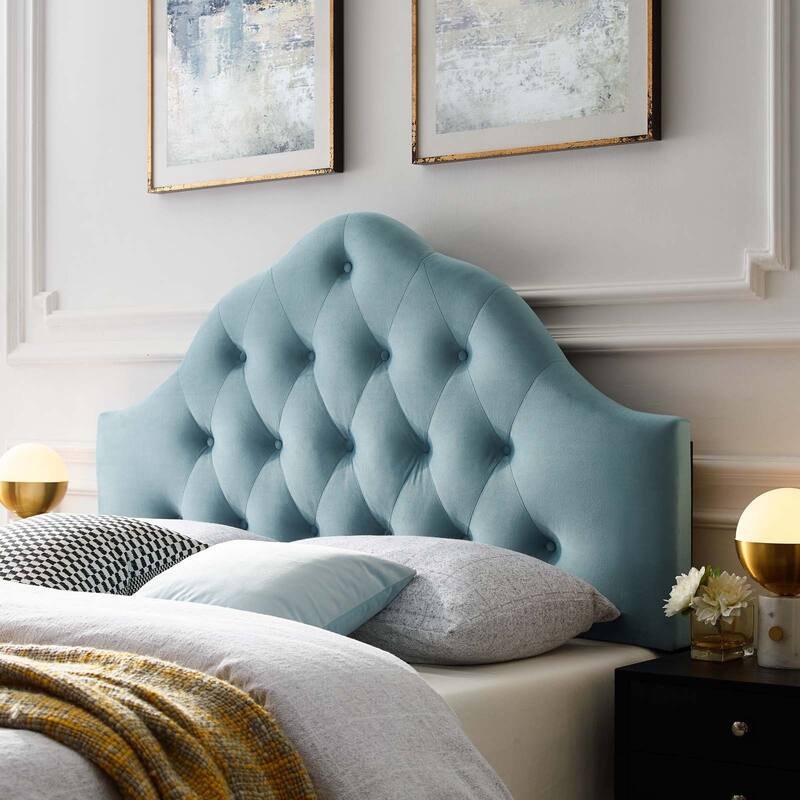 Carson Carrington Labbsand Twin Diamond Tufted Velvet Headboard