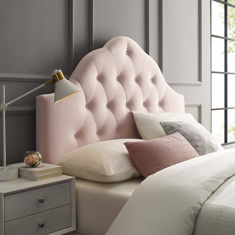 Carson Carrington Labbsand Twin Diamond Tufted Velvet Headboard