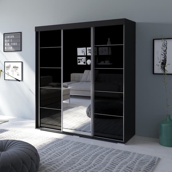 Shop Aria 3 Door 71 Wide Modern High Gloss Wardrobe Armoire With