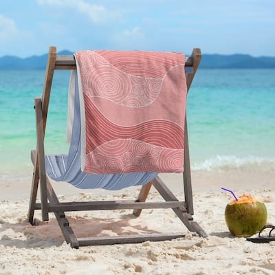 Classic Hand Drawn Waves Beach Towel - 36 x 72