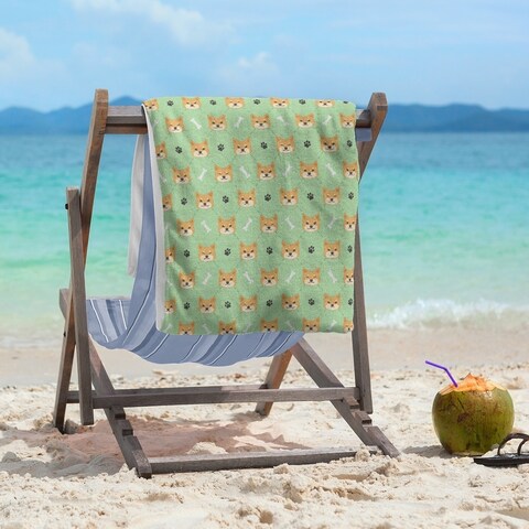 Porch & Den Faircrest Shiba Inu Pattern Beach Towel - 36 x 72
