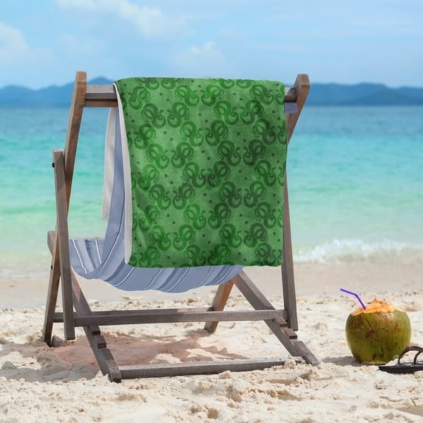 slide 1 of 32, Porch & Den Camwall Snakes Pattern Beach Towel - 36 x 72 Cotton - Green