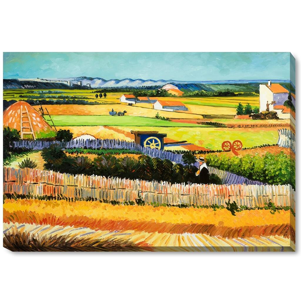 La Pastiche by overstockArt The Harvest by Vincent Van Gogh Gallery Wrapped Canvas Oil Painting Reproduction 34" x 22"