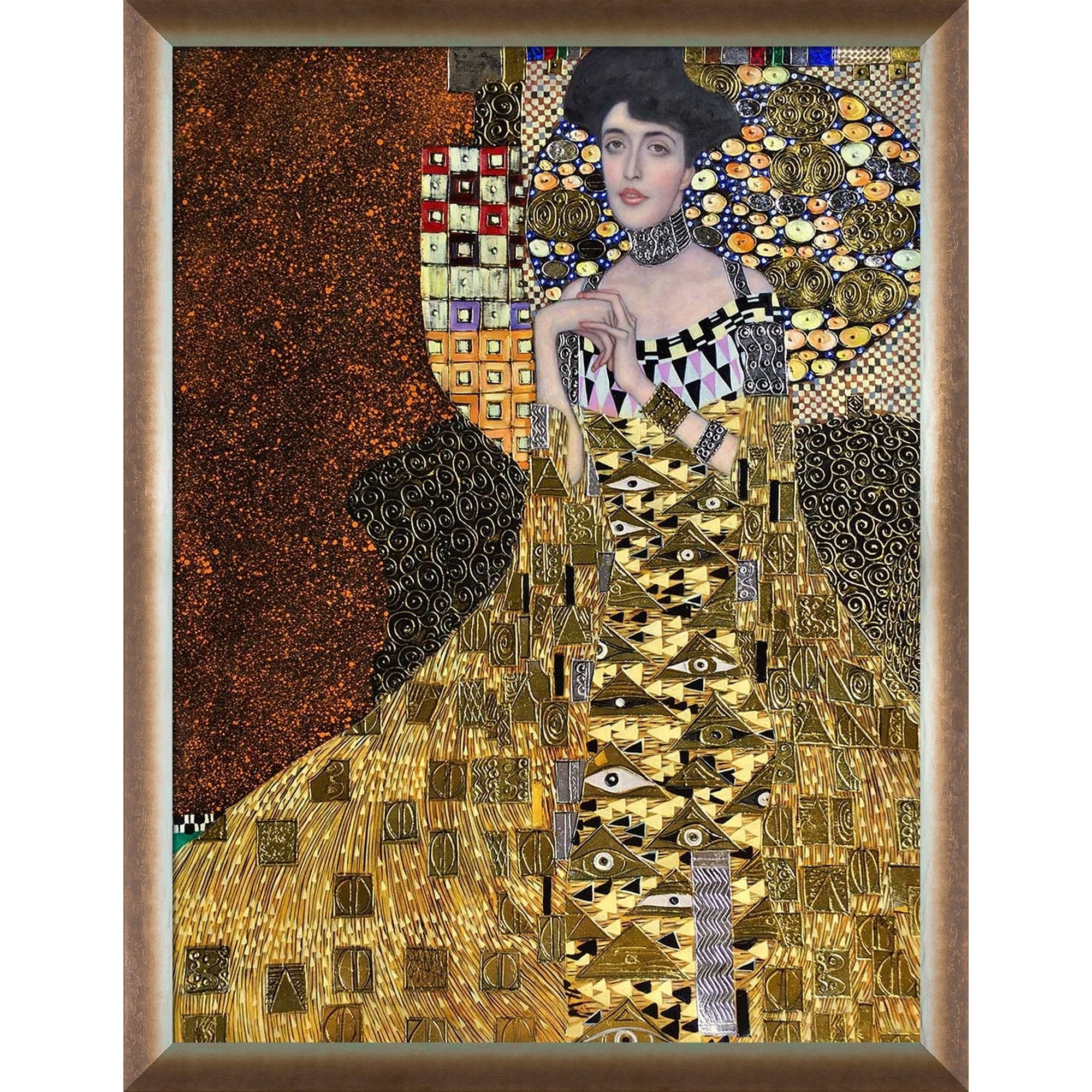 La Pastiche Portrait Of Adele Bloch Bauer I 1907 By Gustav Klimt With Silver Bronze Spoleto Frame Oil Painting 44 X 34 Overstock 28494977