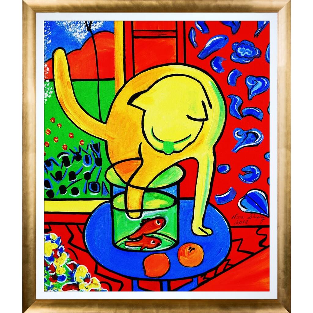 ArtistBe by overstockArt Trouble by Nora Shepley with Gold and White Luminoso Stacked Frame Canvas Wall Art, 28.5" x 24.5"