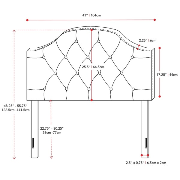 CorLiving Calera Diamond Tufted Fabric Arched Panel Headboard - Twin