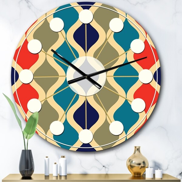 Designart 'Retro Ornamental Design VI' Mid-Century wall clock