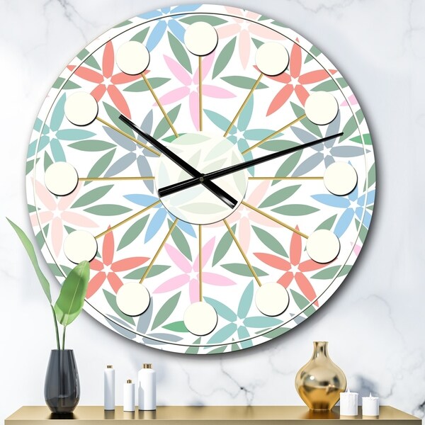 Designart 'Retro Abstract Flower Design III' Mid-Century wall clock