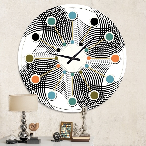 Designart 'Monochrome Geometric Pattern IX' Mid-Century wall clock. Opens flyout.