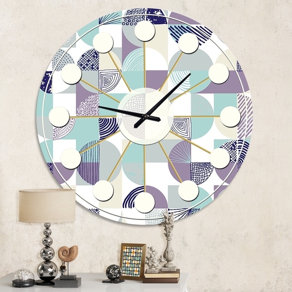 Designart 'Retro Geometric Design IV' Mid-Century wall clock