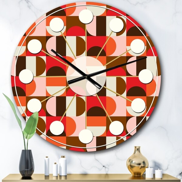 Designart 'Retro Geometric Design II' Mid-Century wall clock