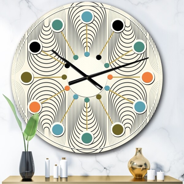 Designart 'Monochrome Geometric Pattern X' Mid-Century wall clock. Opens flyout.