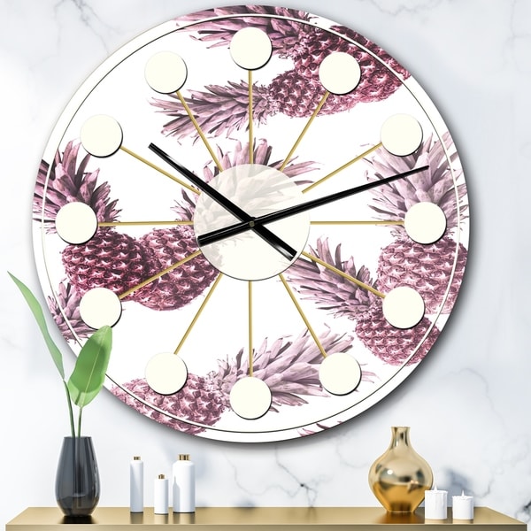 Designart 'Pineapple Summer Bliss III' Mid-Century wall clock