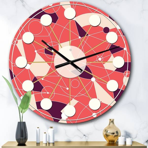 Shop Designart Retro Geometric Grid I Mid Century Wall Clock On Sale Overstock 28496055