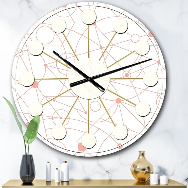 Designart 'Retro Geometric Grid II' Mid-Century wall clock