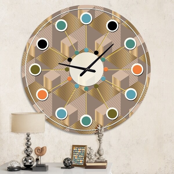 Designart 'Retro Square Design V' Mid-Century wall clock