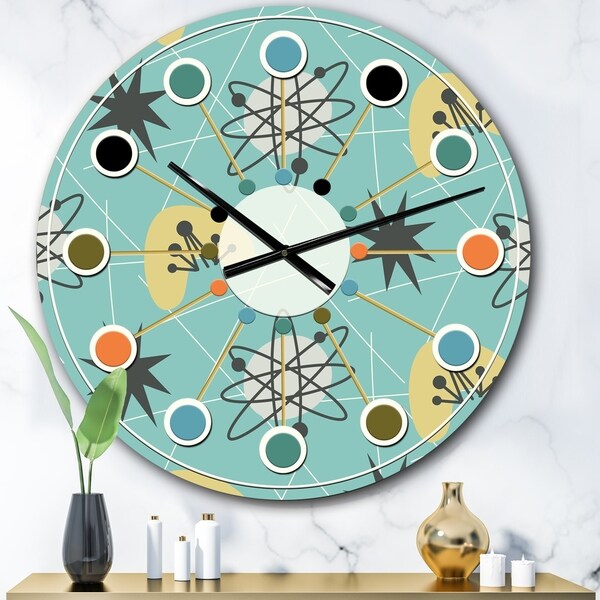 Designart '1950 Retro Pattern I' Mid-Century wall clock