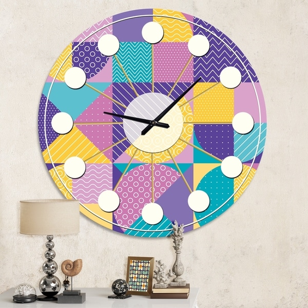 Designart 'Geometrical Pastel Abstract I' Mid-Century wall clock