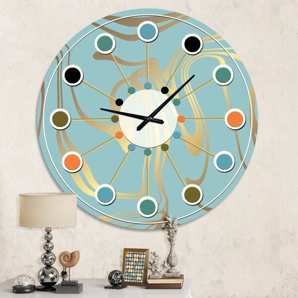 Designart 'Golden Marble Design I' Mid-Century wall clock