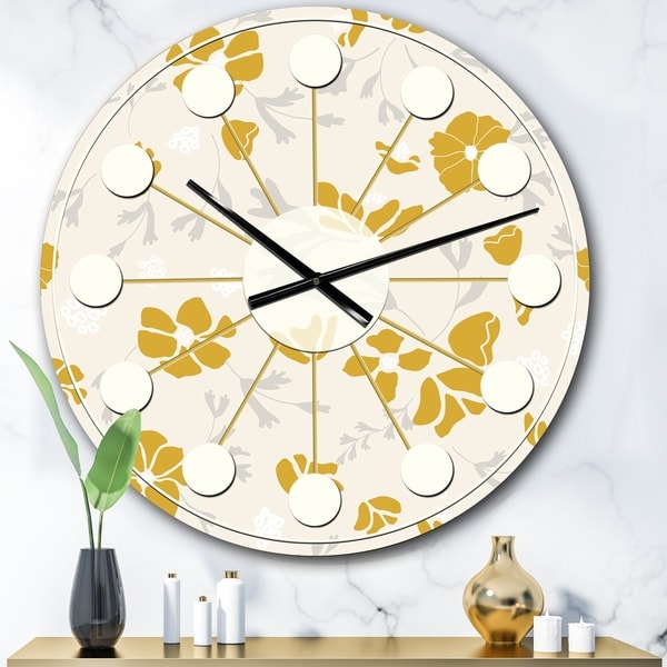 Designart 'Retro Handdrawn Poppies III' Mid-Century wall clock