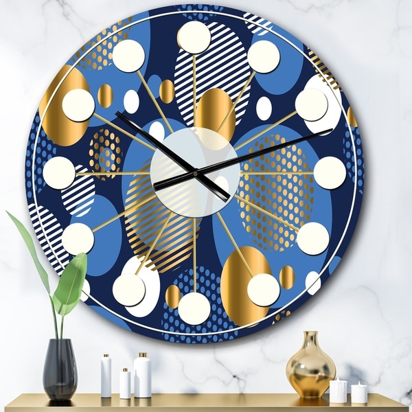 Designart 'Circular Abstract Retro Geometric XI' Mid-Century wall clock