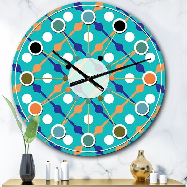 Designart 'Retro Pattern Abstract Design XV' Mid-Century wall clock