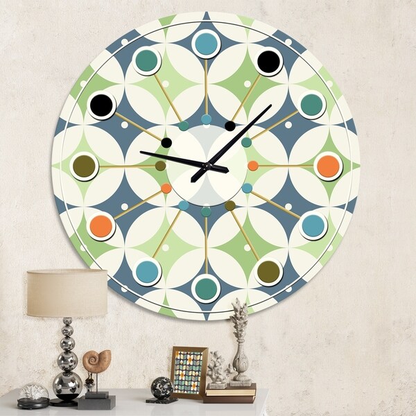 Designart 'Retro Geometric Design V' Mid-Century wall clock