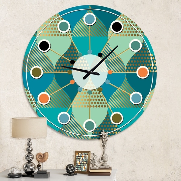 Designart 'Luxury Retro Drops I' Mid-Century wall clock