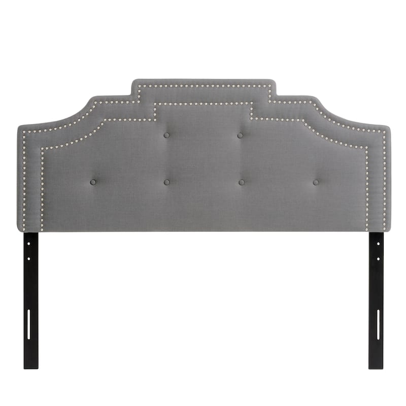 CorLiving Aspen Crown Silhouette Headboard with Button Tufting - Full/Double - Silver