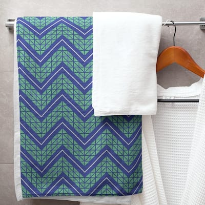 Three Color Hand Drawn Chevrons Bath Towel - 30 x 60