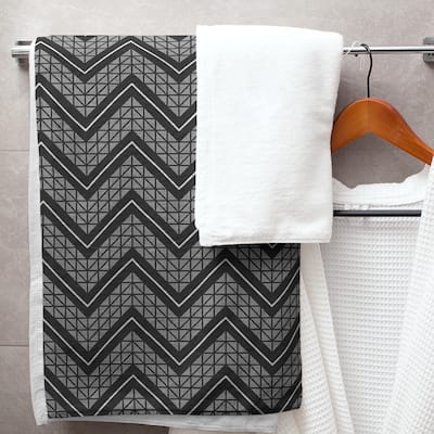 Gray Color Accent Hand Drawn Chevrons Bath Towel - 30 x 60