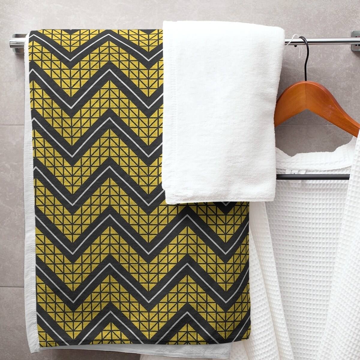 Yellow patterned deals bath towels