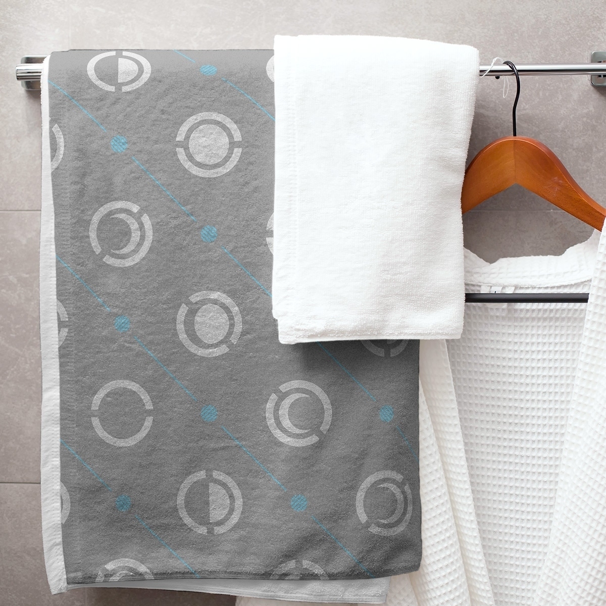 teal and gray bath towels