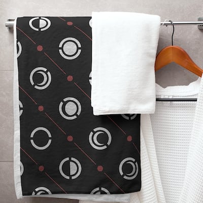 Black Color Accent Moon Phases Bath Towel - 30 x 60