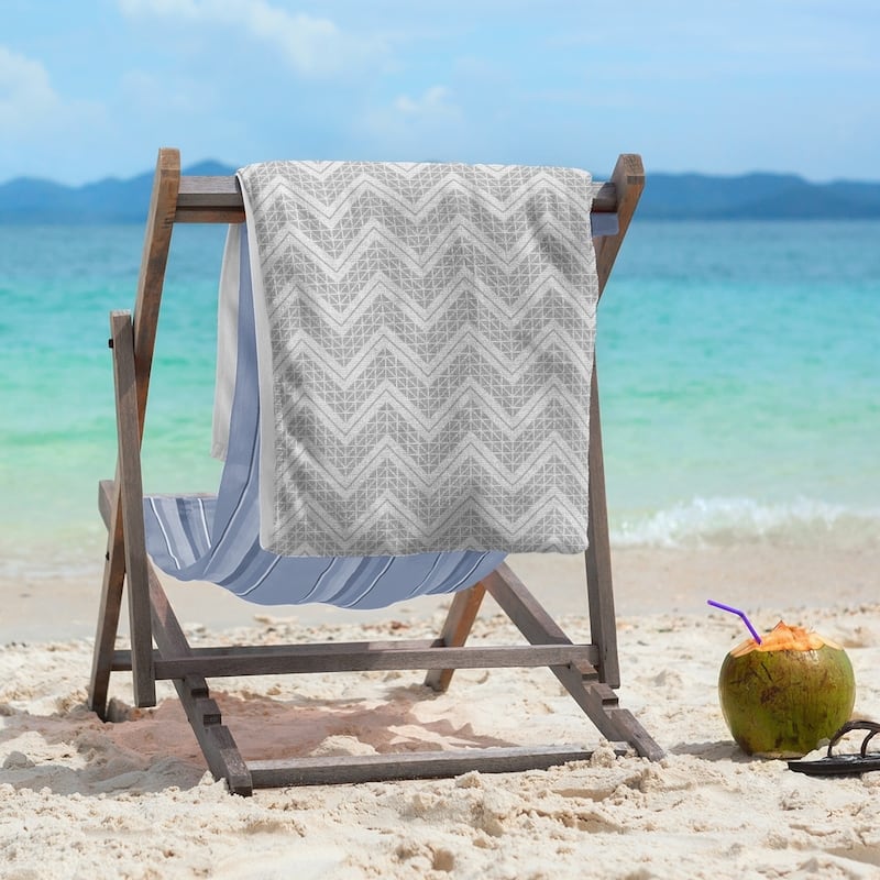 Reverse Classic Hand Drawn Chevrons Beach Towel - 36 x 72 - Microfiber - Gray