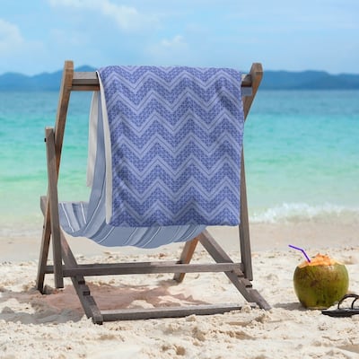 Reverse Monochromatic Hand Drawn Chevrons Beach Towel - 36 x 72