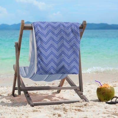 Monochromatic Hand Drawn Chevron Pattern Beach Towel - 36 x 72