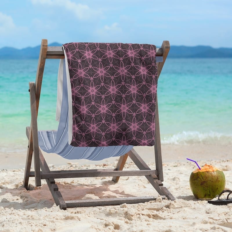 Classic Ornate Circles Beach Towel - 36 x 72 - Cotton - Pink