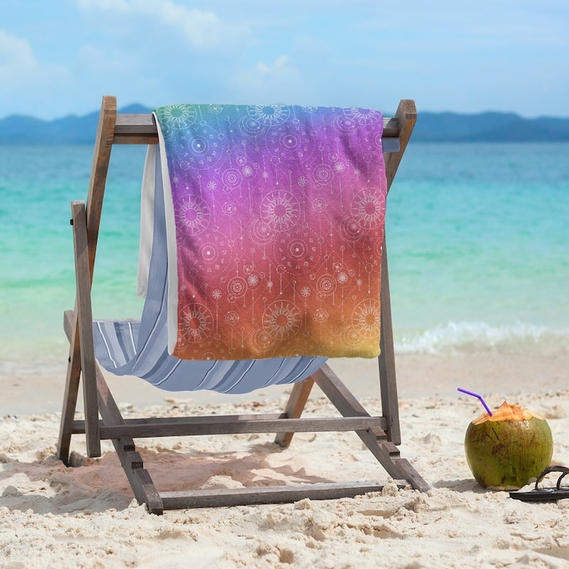 Astrology Pattern Beach Towel - 36 x 72 - Microfiber - Rainbow