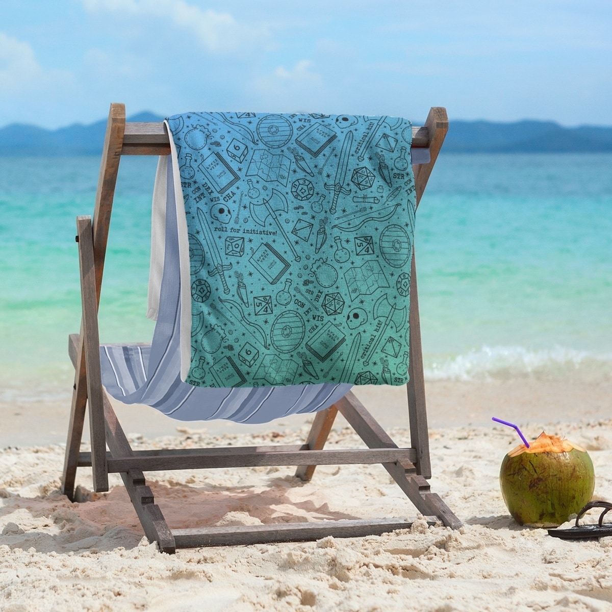 Double Sided Beach Towel in Paisley Wave