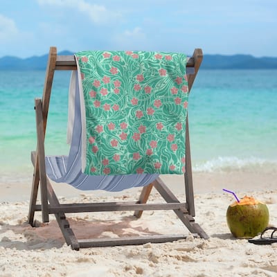 Swirly Floral Pattern Beach Towel - 36 x 72