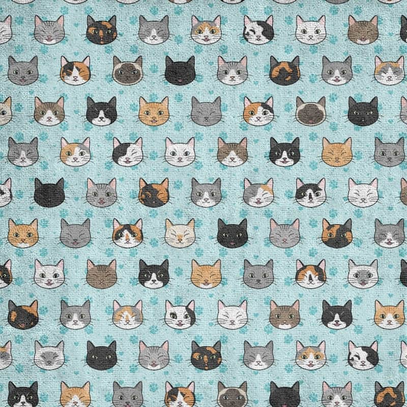 Porch & Den Alecia Kitty Cat Pattern Bath Towel - 30 x 60