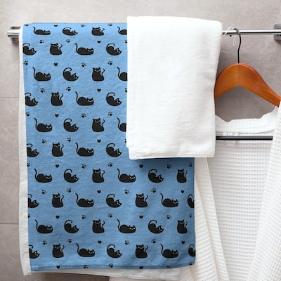 Porch & Den Alsace Cat Pattern Bath Towel - 30 x 60