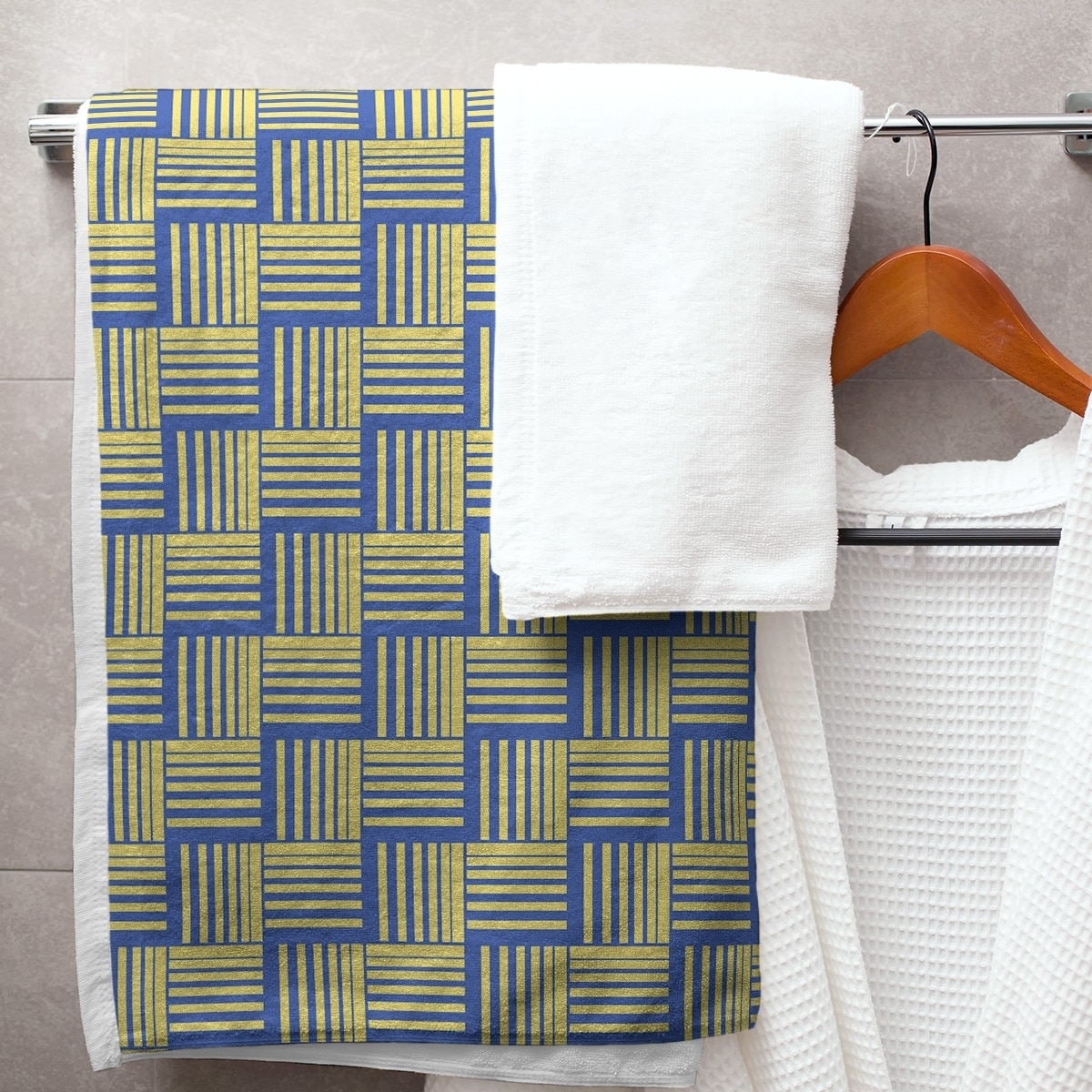 yellow striped bath towels