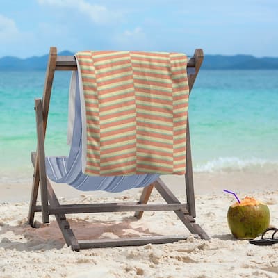 Three Color Fractured Stripes Beach Towel - 36 x 72