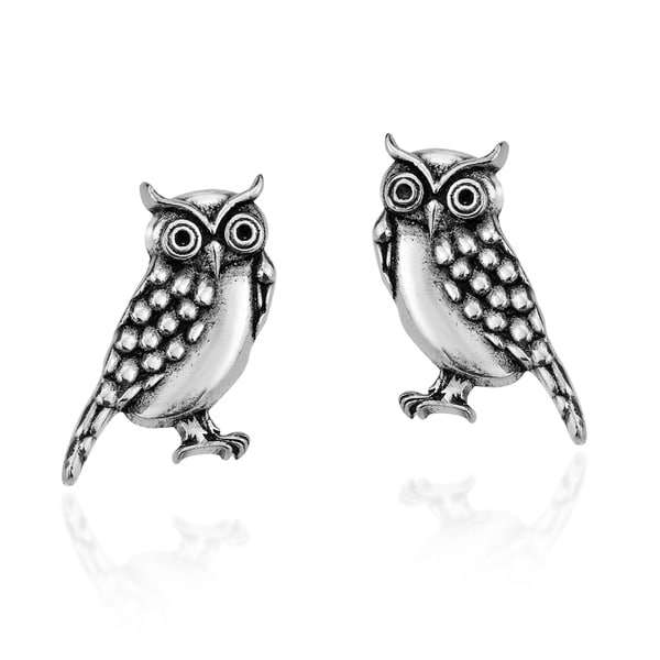 Girls Owl Colorful Ear Studs 925 Sterling Silver