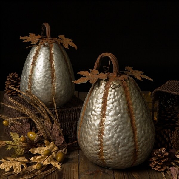 Shop Glitzhome Galvanized Metal Pumpkin - On Sale - Free Shipping Today ...