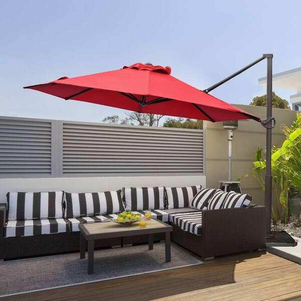 Acapulco 11foot Dark Red Offset Cantilever Umbrella with Cross Base by